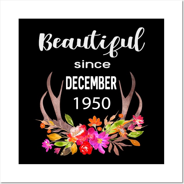 Deer Antler Elk Hunting Flower Horn Beautiful Since December 1950 Wall Art by familycuteycom